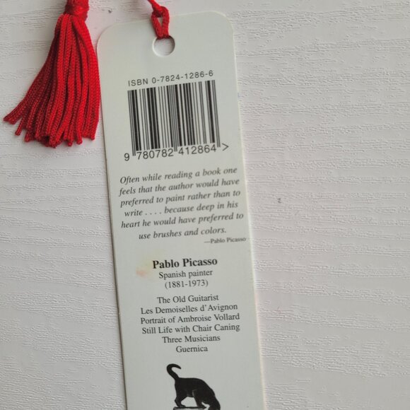 Vintage Pablo Picasso bookmark Steven Cragg Caricature tassel 80s 90s, KBO-12866 - Picture 8 of 9
